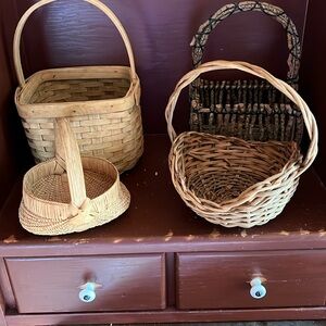 Vintage Wicker Handmade Gathering Baskets